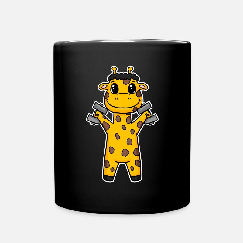 Giraffe Dumbbell Training Strength Training Fitness - Mug uni - noir