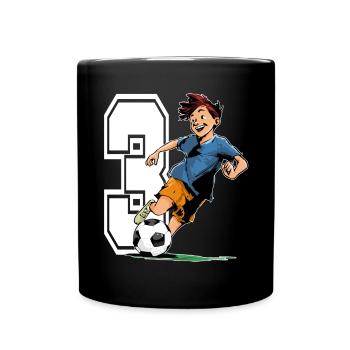 Football Birthday - 3 year old boy - 3rd year old boy - 3rd birthday - Full Colour Mug - black - Front