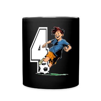 Football Birthday - 4 years old Boy - 4. - Full Colour Mug - black - Front