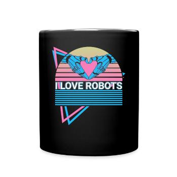 I Love Robot Robotics Retro - Full Colour Mug - black - Front