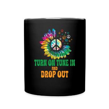 Hippie Peace Sign Peace Flowers Flower Child - Mug uni - noir - Devant