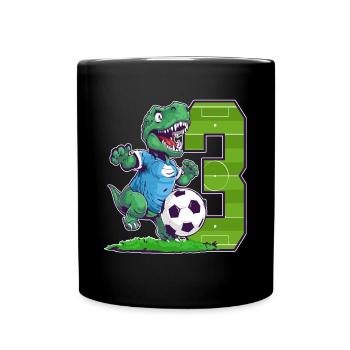 Soccer Dinosaur - 3 year old boy - 3. - Full Colour Mug - black - Front