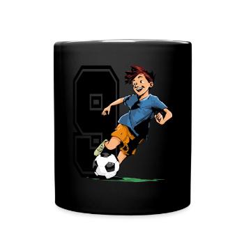 Football Birthday - 9 years old boy - 9. - Full Colour Mug - black - Front