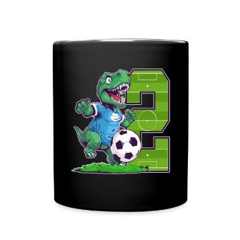 Fußball Dino - 2 Jahr Alter Junge - 2. Geburtstag - Tasse einfarbig - Schwarz - Vorne