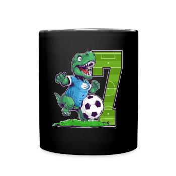 Fußball Dinosaurier - 7 Jahr Alter Junge - 7. - Tasse einfarbig - Schwarz - Vorne