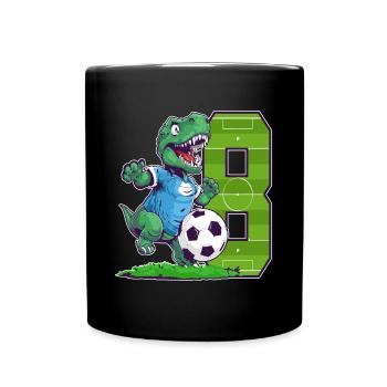 Dinosaure de football - garçon de 8 ans - 8. - Mug uni - noir - Devant