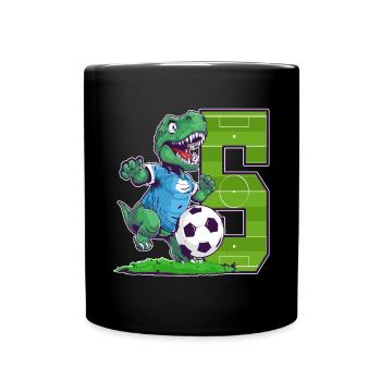 Fußball Dinosaurier - 5 Jahr Alter Junge - 5. - Tasse einfarbig - Schwarz - Vorne