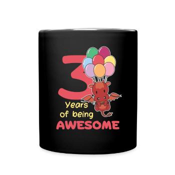 Drache zum 3. Geburtstag Kinder drei Jahre alt - Tasse einfarbig - Schwarz - Vorne