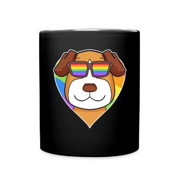 Rainbow - Dog Jack Russell Terrier with glasses - Full Colour Mug - black - Front