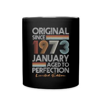 50th Birthday Year January 1973 Original 1973 - Full Colour Mug - black - Front