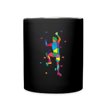 Low Poly Bergsteiger Polygon Wandklettern - Tasse einfarbig - Schwarz - Vorne