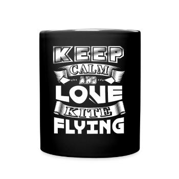 Kite Flying Keep Calm and Love Kite Flying - Full Colour Mug - black - Front