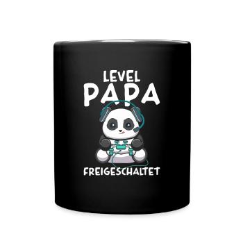 Level Papa freigeschaltet Panda Gamer Vater - Tasse einfarbig - Schwarz - Vorne