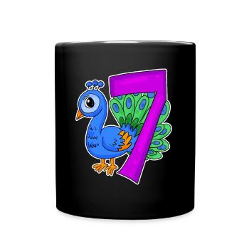 7 ans 7 ans avec motif animal - sept - Mug uni - noir - Devant