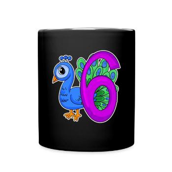 6 Birthday 6 years old with animal motif - six - Full Colour Mug - black - Front