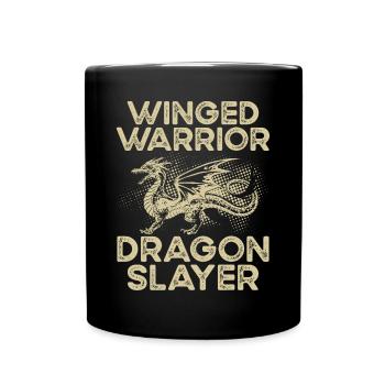 Winged Warrior Dragon Slayer - Full Colour Mug - black - Front