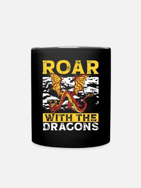 Brülle Mit Den Drachen - Tasse einfarbig - Schwarz