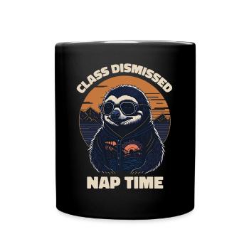 Faultier Retro Lehrer Klasse Entlassen Nickerchen - Tasse einfarbig - Schwarz - Vorne