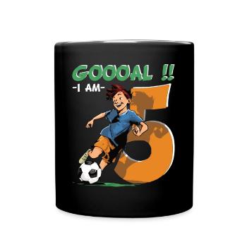 Football Birthday - 5 years old Boy - 5. - Full Colour Mug - black - Front