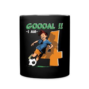 Football Birthday - 4 years old Boy - 4. - Full Colour Mug - black - Front