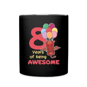 Drache zum 8. Geburtstag Kinder acht Jahre alt - Tasse einfarbig - Schwarz - Vorne
