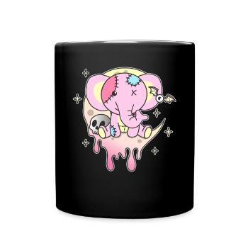 Kawaii Gothic Elephant Pastel Gothic Goth - Full Colour Mug - black - Front