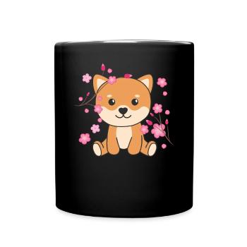 Shiba Inu animaux mignons pour enfants kawaii - Mug uni - noir - Devant