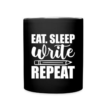 Manger Dormir Écrire Répéter 2 - Mug uni - noir - Devant