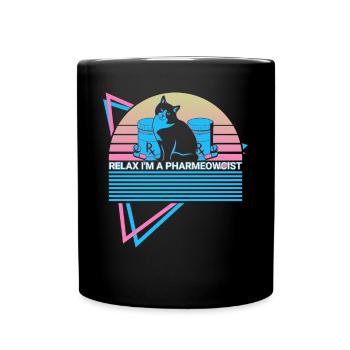Apothekerin Apotheke Katze Retro - Tasse einfarbig - Schwarz - Vorne