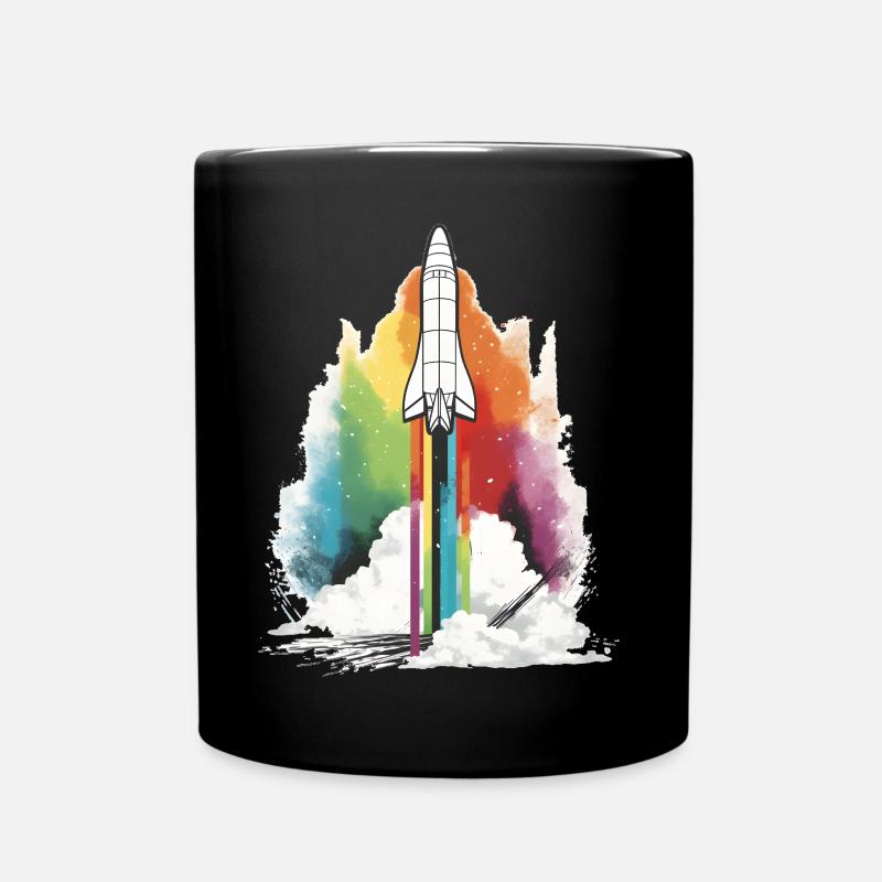 Regenbogen Rakete - Tasse einfarbig - Schwarz