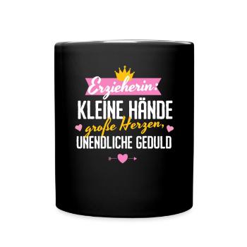 Erzieherin Abschied Kita Kleine Hände Große Herzen - Tasse einfarbig - Schwarz - Vorne