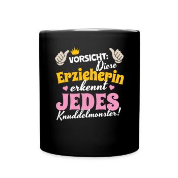 Erzieherin Abschied Knuddelmonster Erkennung Kita - Tasse einfarbig - Schwarz - Vorne