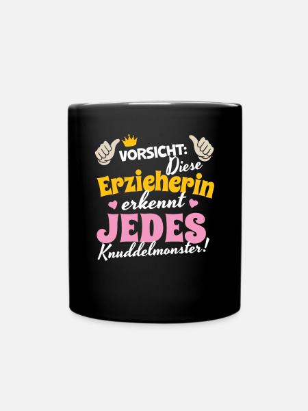 Erzieherin Abschied Knuddelmonster Erkennung Kita - Tasse einfarbig - Schwarz