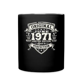 52. Geburtstag Mann Juni Jahrgang 1971 Original - Tasse einfarbig - Schwarz - Vorne
