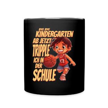 Bye Bye Kindergarten - Grundschule Kids Basketball - Tasse einfarbig - Schwarz - Vorne