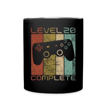 20 Geburtstag Gamer Level 20 complete Vintage - Tasse einfarbig - Schwarz - Vorne