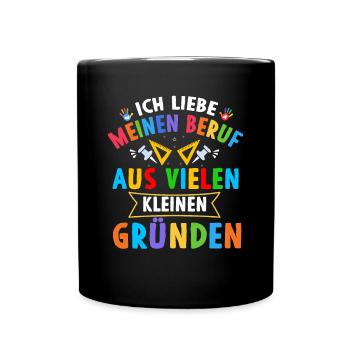 Erzieherin Erzieher Kindergarten Kindergärtnerin - Tasse einfarbig - Schwarz - Vorne