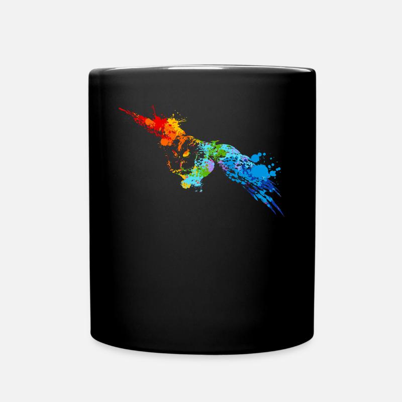 Sprühfarbe Eule Bunte Eule - Tasse einfarbig - Schwarz