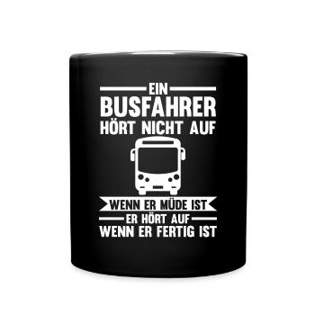 Bus Busfahrer - Tasse einfarbig - Schwarz - Vorne