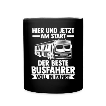 Bus Busfahrer - Tasse einfarbig - Schwarz - Vorne
