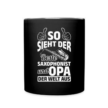 What The Best Saxophonist And Dad In The World Loo - Tasse einfarbig - Schwarz - Vorne