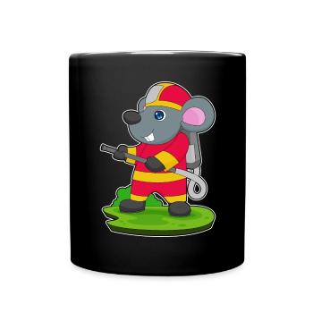 Mouse Firefighter Fire Hose Fire Hose Fire Brigade - Full Colour Mug - black - Front