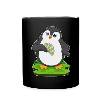 Pingouin Éventail à main - Mug uni - noir - Devant