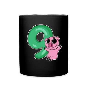 9 Birthday 9 years old with animal motif - nine - Full Colour Mug - black - Front