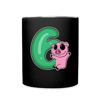 6 Anniversaire 6 ans avec motif animal - Six - Mug uni - noir - Devant