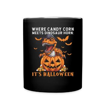 Dinosaur Halloween Trick Or Treat Dino Lover - Full Colour Mug - black - Front