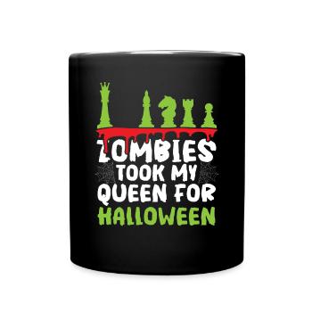 Schach Halloween Süßes oder Saures Schachbrettspiel - Tasse einfarbig - Schwarz - Vorne
