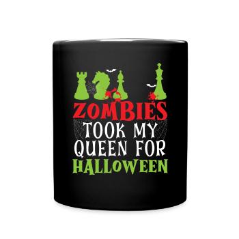 Schach Halloween Süßes oder Saures Schachbrettspiel - Tasse einfarbig - Schwarz - Vorne