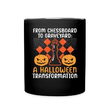 Schach Halloween Süßes oder Saures Schachbrettspiel - Tasse einfarbig - Schwarz - Vorne