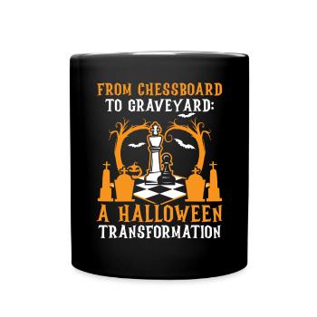 Schach Halloween Süßes oder Saures Schachbrettspiel - Tasse einfarbig - Schwarz - Vorne